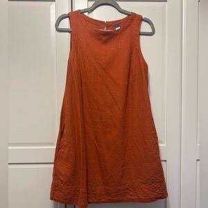 Old Navy Sleeveless Burnt Orange Linen Mini Dress